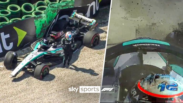 Kimi Antonelli suffers huge crash in his first F1 practice session for Mercedes at Italian GP